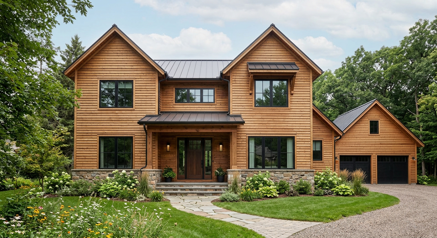 Cedar lap siding on a custom home
