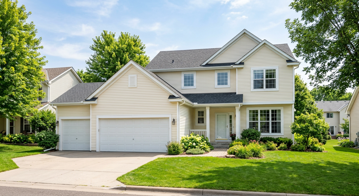 Cream-color vinyl siding installation
